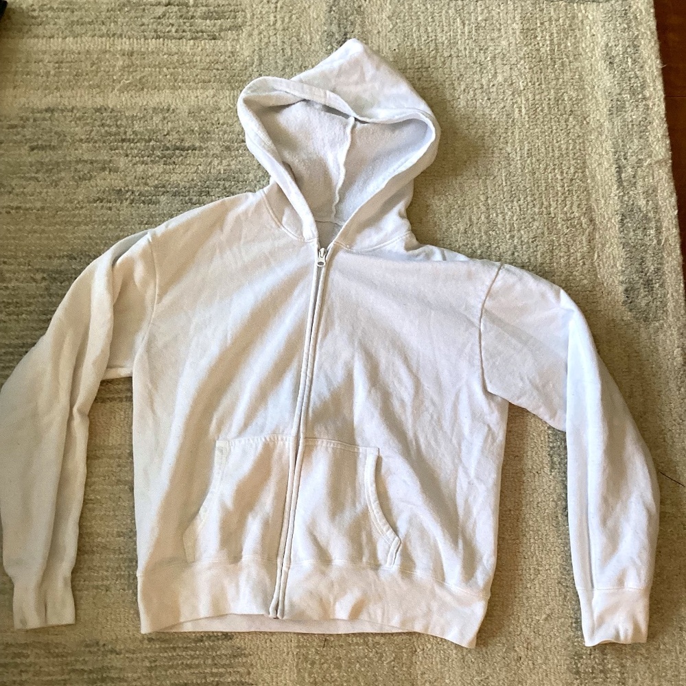 Unisex white zip up